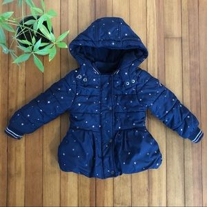 Kids Nautica Navy w Stars Fleece Lined Winter Coat